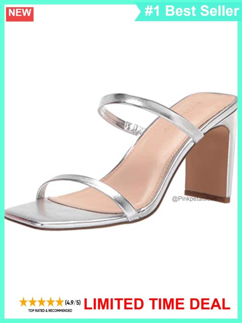 Women's Two Strap Square Toe Heeled Sandals 3 Inch Wedding Special Occasion